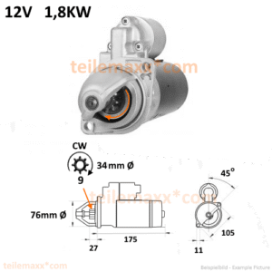 12V Anlasser für Mercedes Benz Oldtimer W136 170 V S W120 180 AKS1280 0001516001