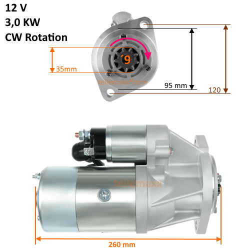 Anlasser für Gehl Hitachi Komatsu Yanmar 4TNE106 4TNE102 12390077010 S13-160 ... - Image 2