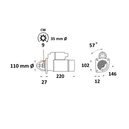Anlasser für Fiat Traktor Agri 45.66 465 540s 55.66 580 60.90 ... ARS1976504 ... - Image 3
