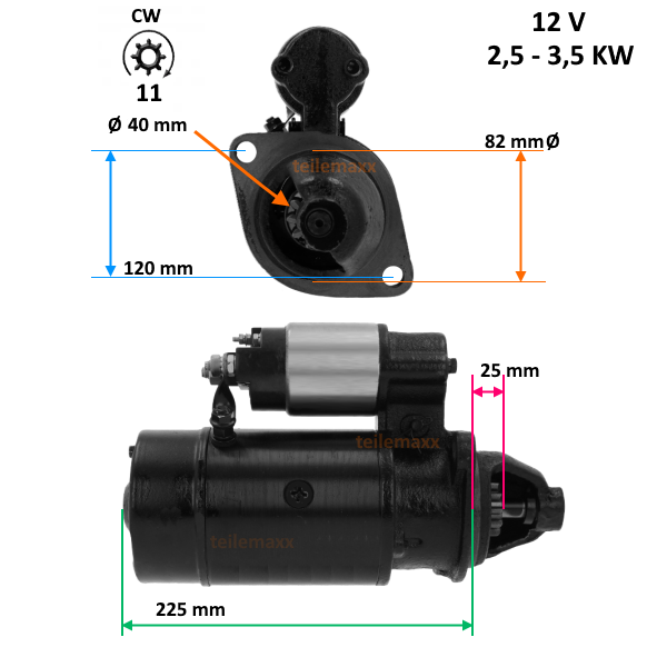 Anlasser für diverse China Motor Traktor Xinchai Foton Jinma Jiangcai .. AKS1013