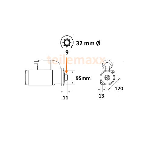Anlasser für diverse China Motoren Stapler Bagger XINCHAI ZHEjiang C490 QDJ1321 - Image 2