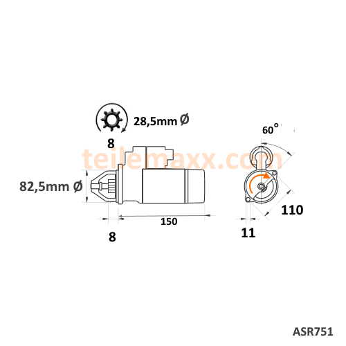 Anlasser für Fork Lift Nissan Stapler H20 TCM KOMATSU 23300-L2910 M3T21281 ... - Image 2